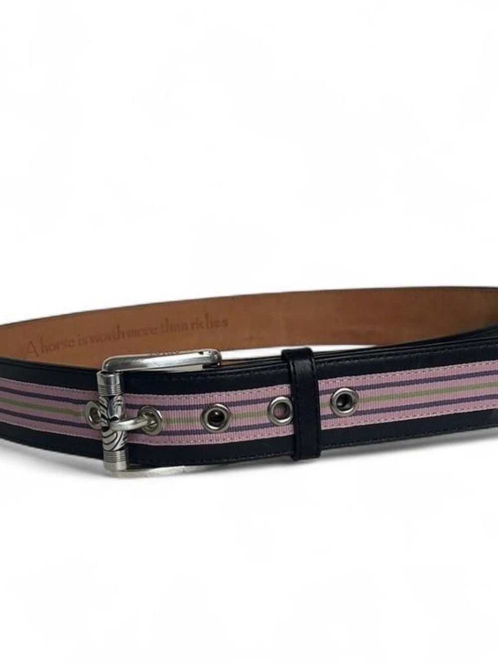 Ariat Women’s Pink, Purple & Green Striped Belt. 100% Leather, Handcrafted.